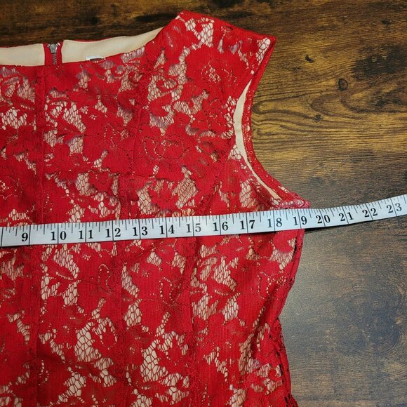 Julian Taylor New York Fit & Flare Dress Size 14 Floral Lace Cap Sleeve Coquette - Picture 6 of 8